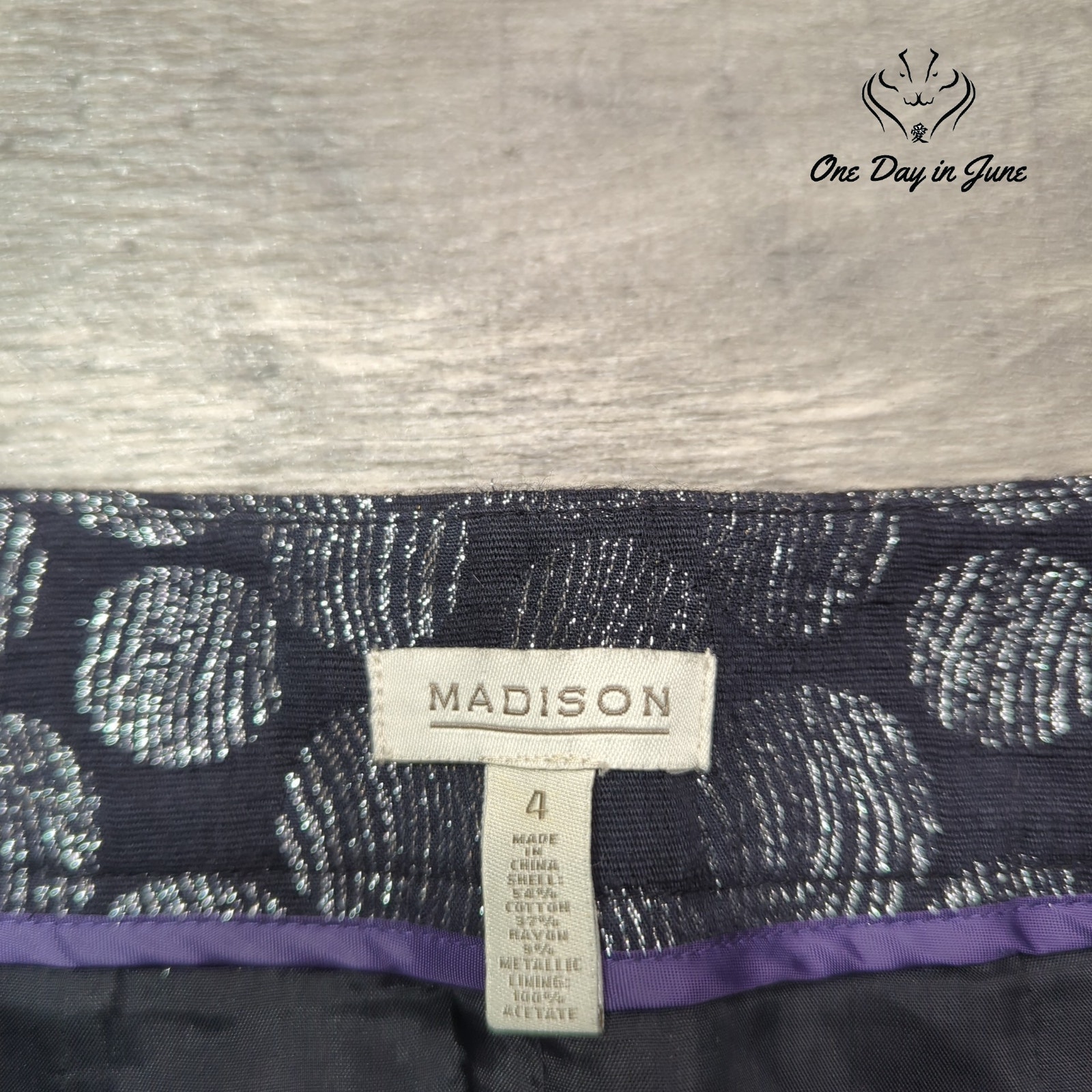 Madison Skirt Womens Black Silver Metallic Polka Dot A-Line Mini Party Size 4 — image 2 of 6
